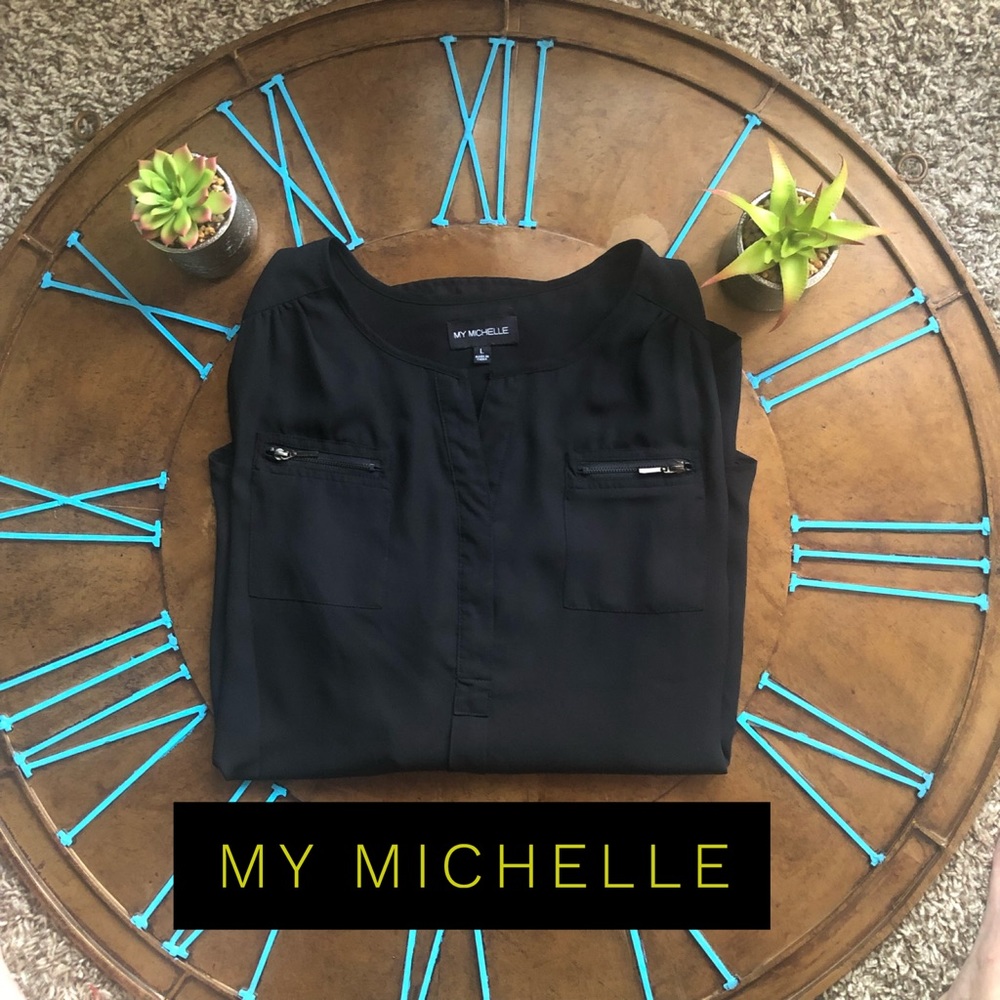 MY MICHELLE - BLACK (L) SHEER BLOUSE.
